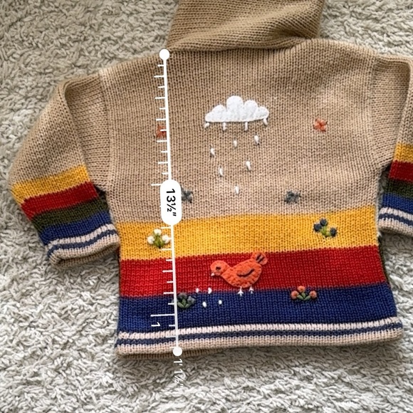 Handmade Children’s Peru Meych Peruvian Wool Sweater Jacket Size 2 Unisex - Picture 5 of 6